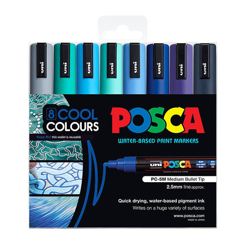 Posca PC-5M Medium Bullet Tip Cool Pack 8