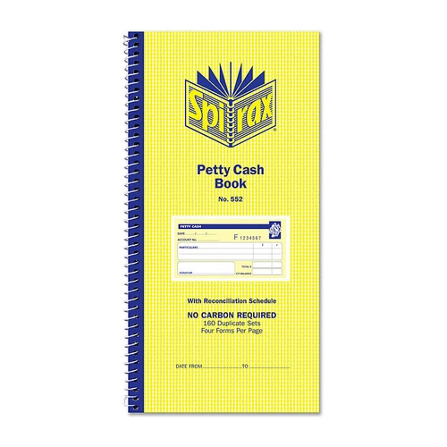 Spirax 552 Petty Cash Book 279X144mm Pack 10