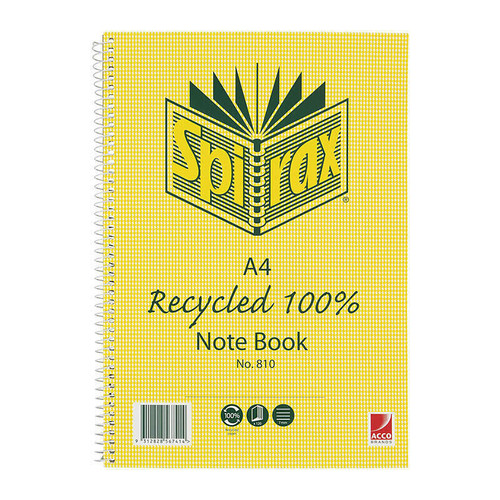 Spirax 810 Recycled Notebook A4 120 Pg Pack 5