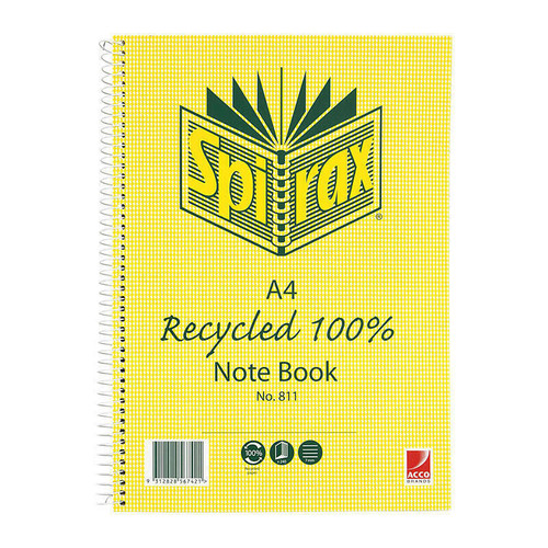 Spirax 811 Recycled Notebook A4 240 Pg Pack 5