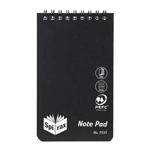 Spirax P541 PP Notebook 96 Pgs Black T/O Pack 5