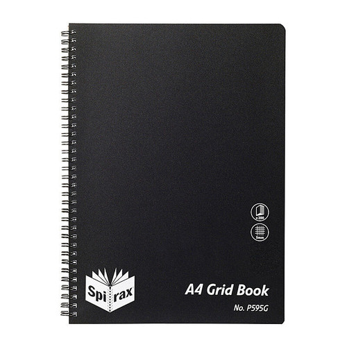 Spirax P595G Pp Grid Book A4 200 Pages Black S/O Pack 5