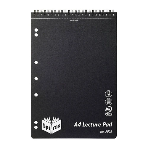 Spirax P905 PP Lecture Pad 140 Pages Black T/O Pack 5