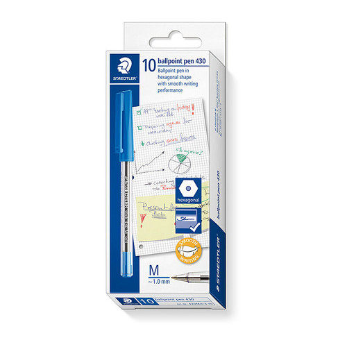 Staedtler Ballpoint430 Medium Blue Box 10