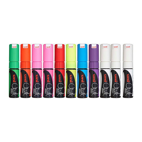 Uni Chalk Marker Chisel Assorted Box 12