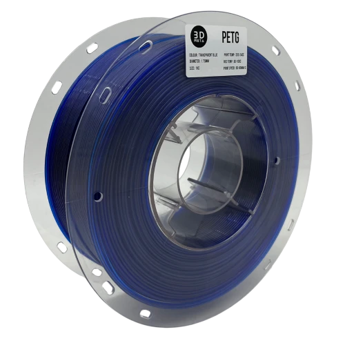 3D Meta Transparent PETG Transparent Blue 1KG Spool M-PETG-TBLU-1KGX1.75MM