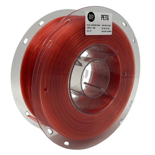 3D Meta Transparent PETG Transparent Orange 1KG Spool M-PETG-TORA-1KGX1.75MM