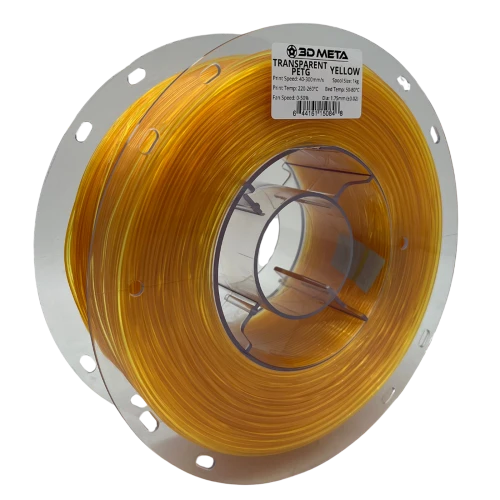 3D Meta Transparent PETG Transparent Yellow 1KG Spool M-PETG-TYELL-1KGX1.75MM