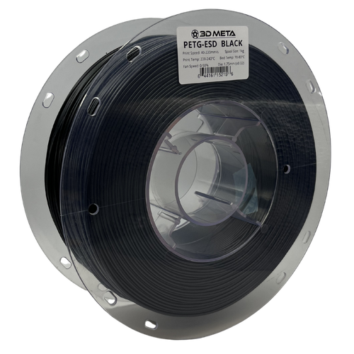 3D Meta PETG-ESD Black 1KG Spool M-PETGESD-BLA-1KGX1.75MM