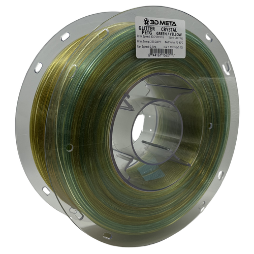 3D Meta Glitter PETG Crystal Green/Yellow 1KG Spool M-PETGGLI-CRYGREYELL-1KGX1.75MM