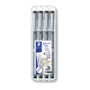 Staedtler 0.1 - 0.7mm Assorted Line Width Pigment FineLiners - Box of 4 - Black