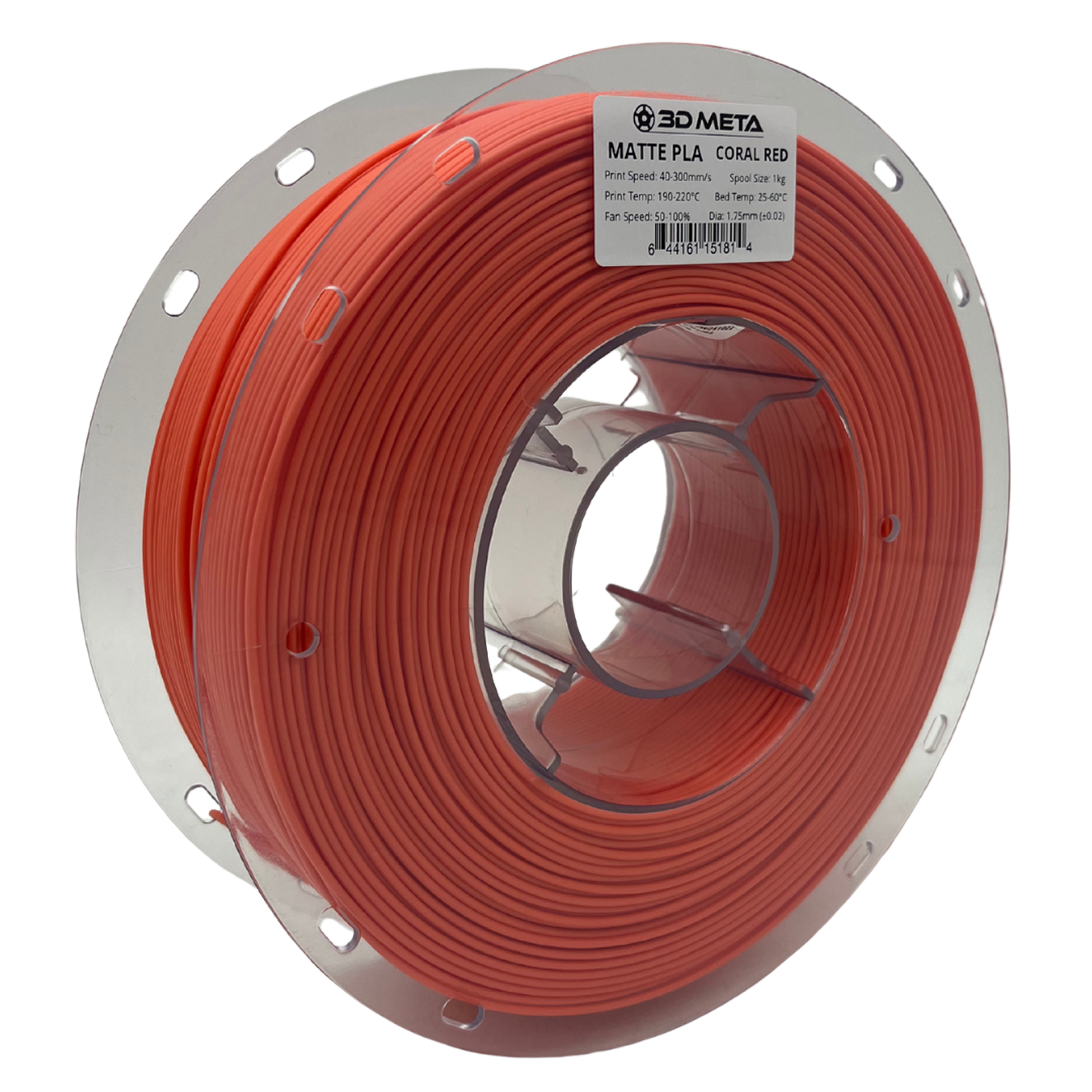 3D Meta Matte PLA Coral Red 1KG Spool M-PLA-MACORRED-1KGX1.75MM