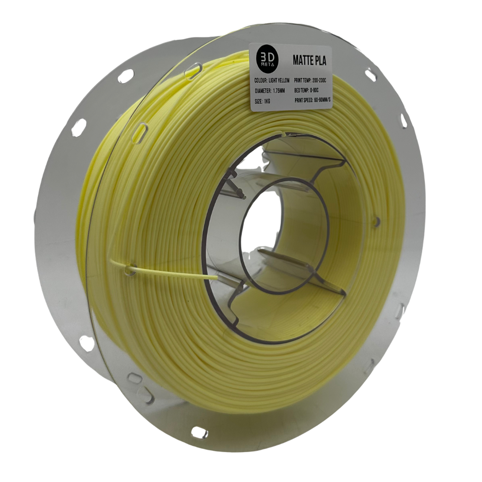 3D Meta Matte PLA Light Yellow 1KG Spool M-PLA-MALYELL-1KGX1.75MM