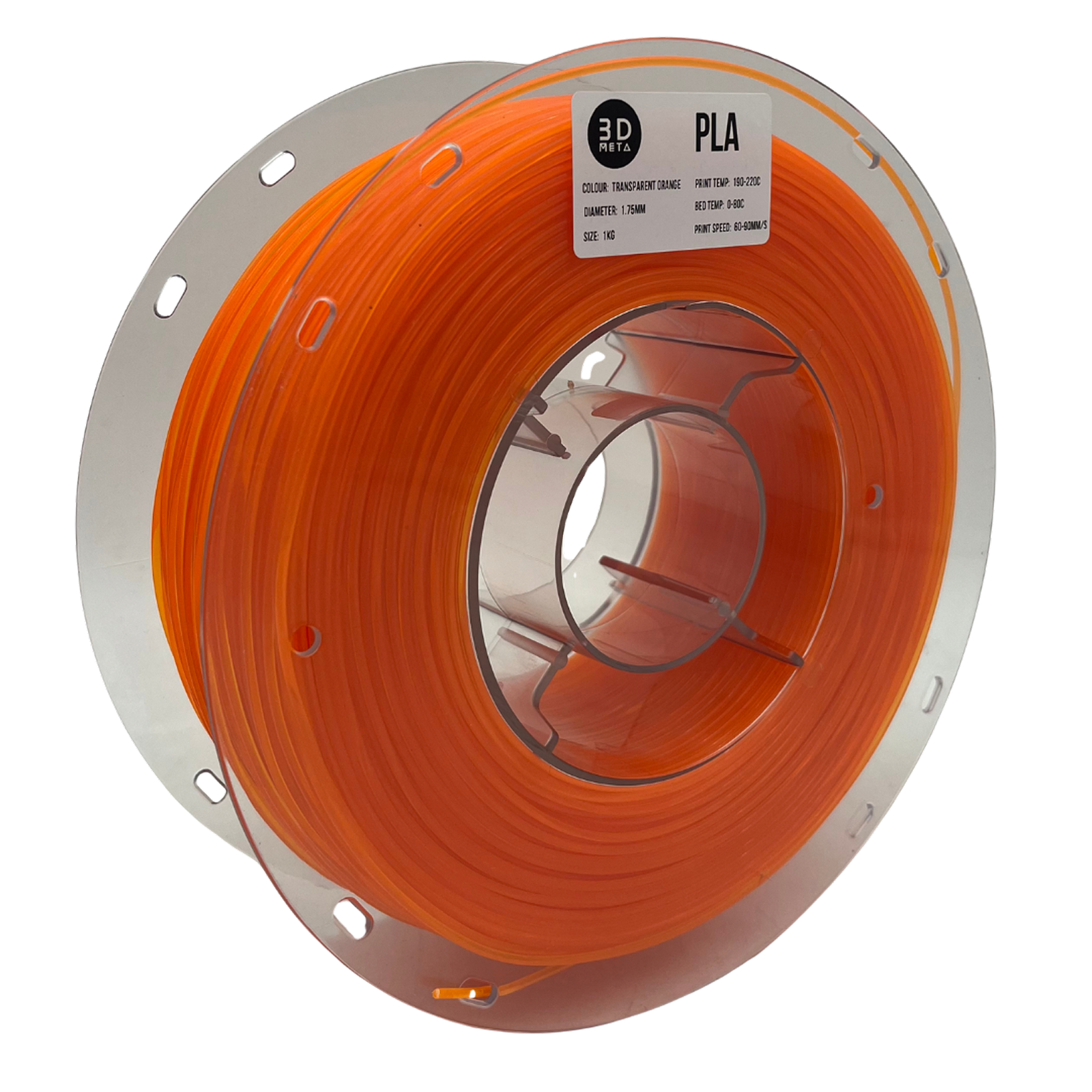 3D Meta Transparent PLA Transparent Orange 1KG Spool M-PLA-TORA-1KGX1.75MM
