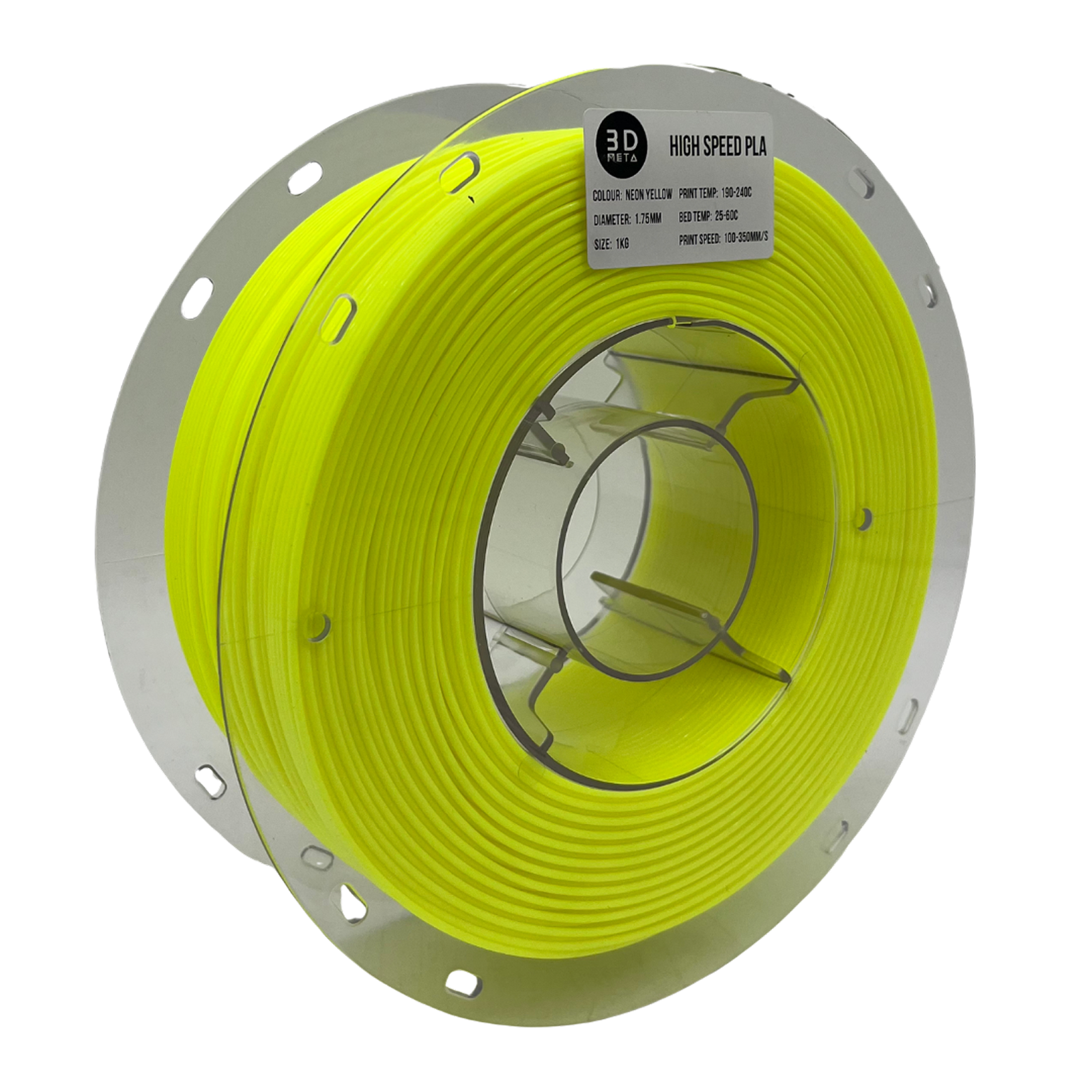 3D Meta PLA+ HS Neon Yellow 1KG Spool M-PLA+HS-NYEL-1KGX1.75MM