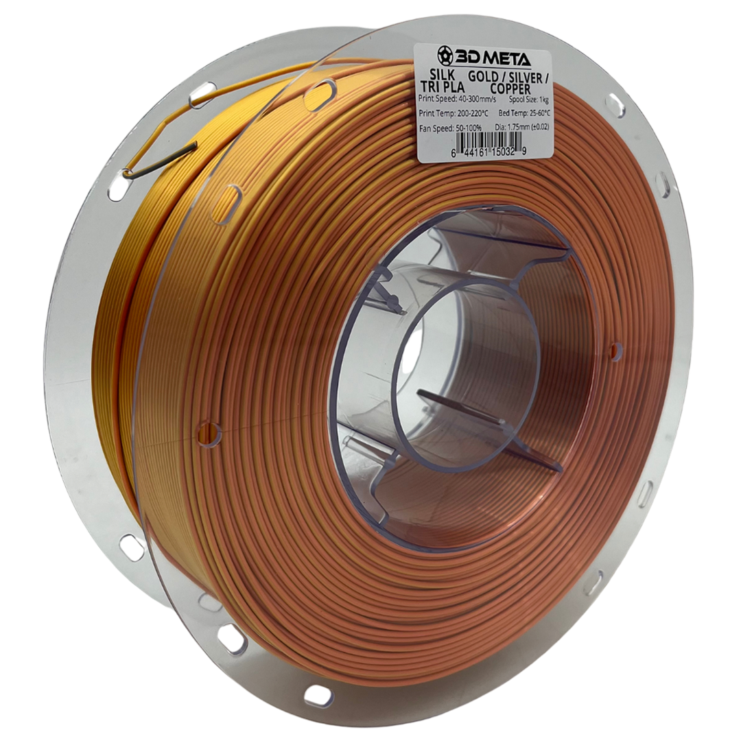 3D Meta Silk Tri PLA Gold - Silver - Copper 1KG Spool M-SILKT-GOLD/SIL/COP-1KGX1.75MM