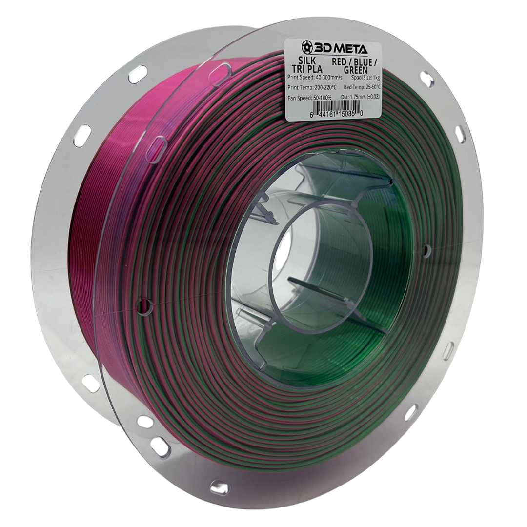 3D Meta Silk Tri PLA Red - Blue - Green 1KG Spool M-SILKT-RED/BLU/GRE-1KGX1.75MM