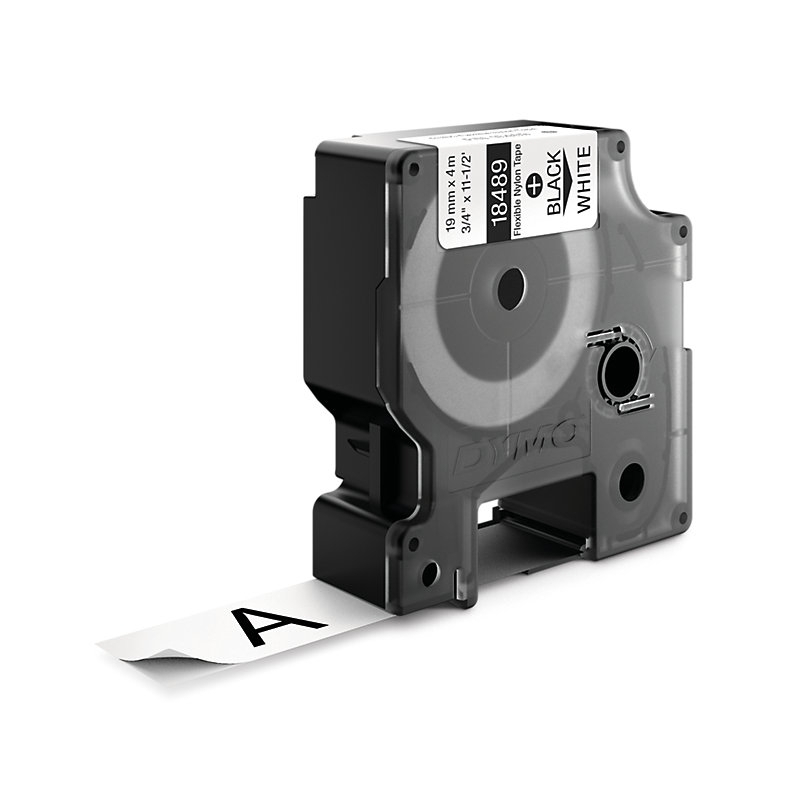 Dymo Rhino Nylon Labels 19mm Black/White