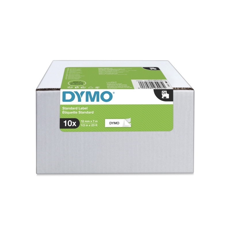 Dymo D1 Bk/Whi 12Mmx7M Packet of 10 Dymo D1 Bk/Whi 12Mmx7M Packet of 10