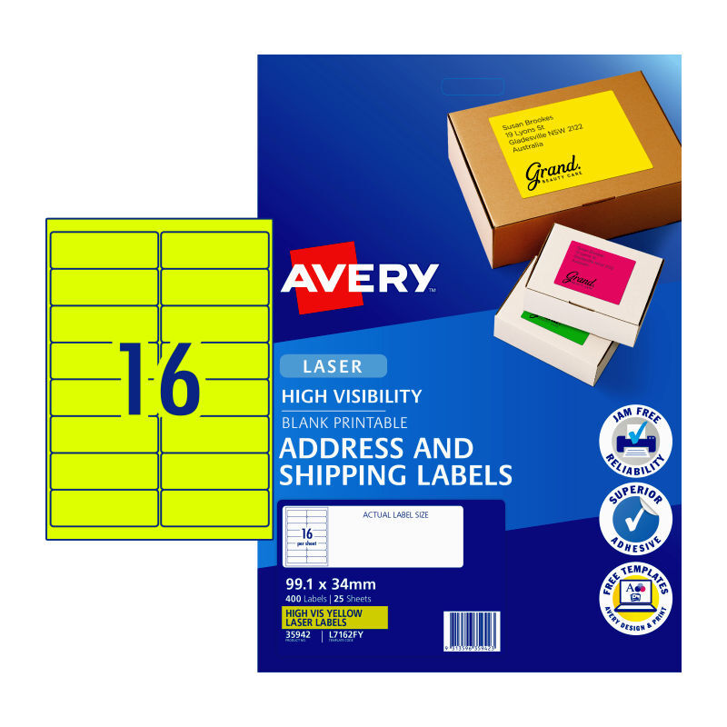 Avery Laser Labels Yl L7162FY 16Up Packet of 25