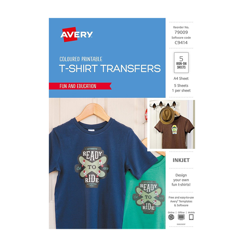 Avery T-Shirt Transfer Clr Packet of 5 Avery T-Shirt Transfer Clr Packet of 5