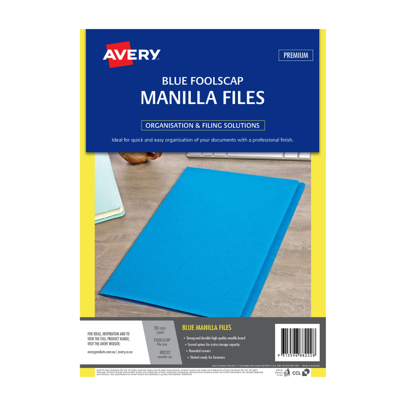 Avery Manilla Folder Blue FC Packet of 20 Avery Manilla Folder Blue FC Packet of 20