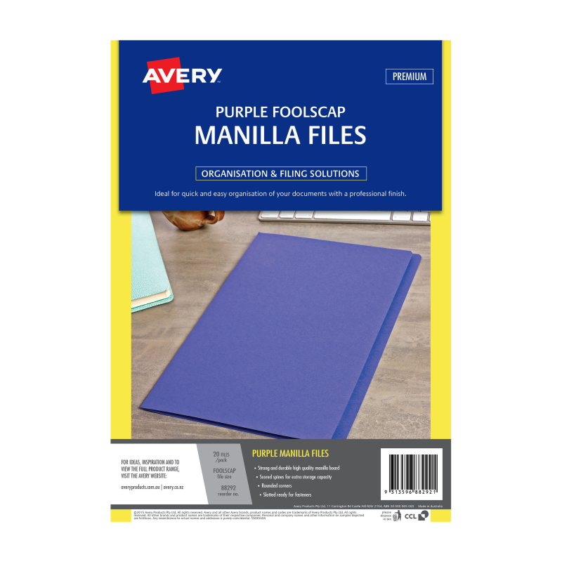 Avery Manilla Folder Prpl FC Packet of 20 Avery Manilla Folder Prpl FC Packet of 20