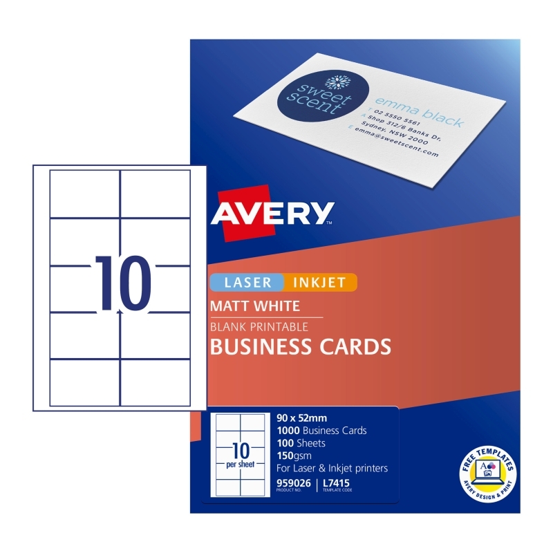 Avery Bus Card L7415 10UP Packet of 10