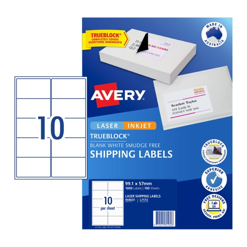 Avery Laser Labels L7173 10Up Packet of 100