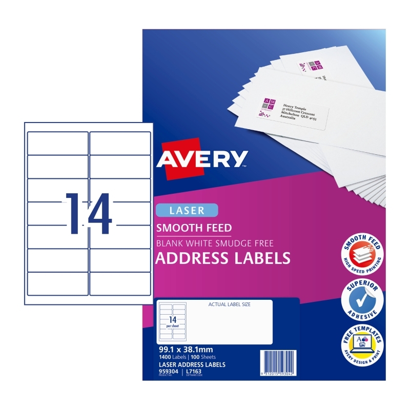 Avery Laser Labels L7163 14UP Boxes X 5