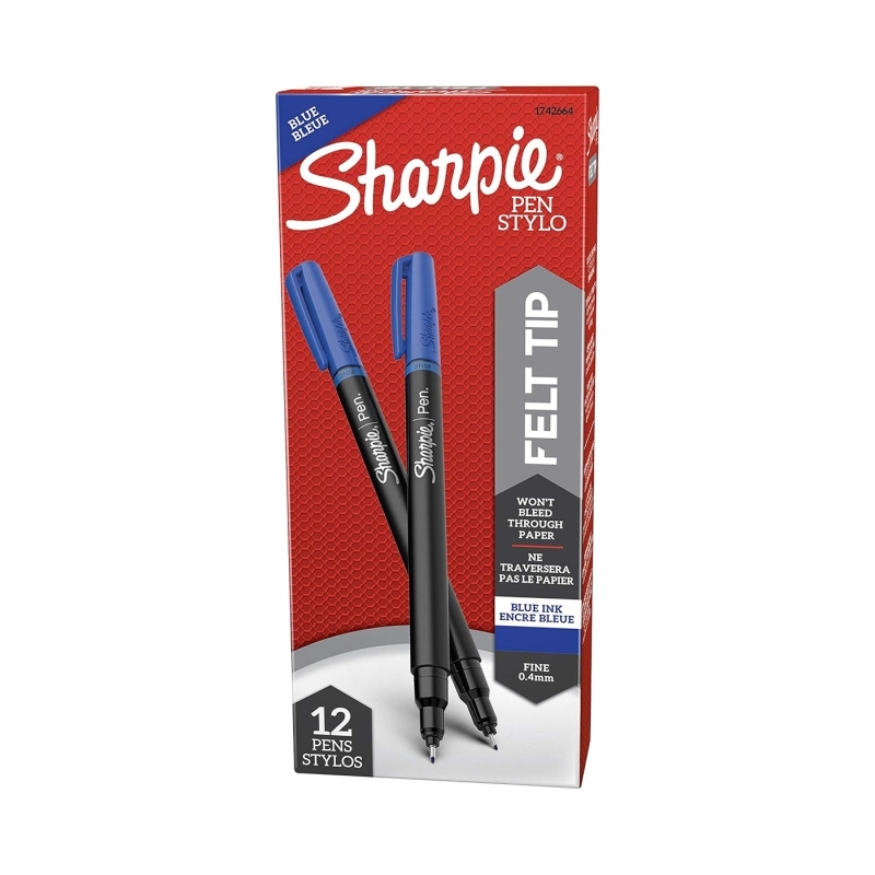 Sharpie Pen Fineliner Blue Boxes X 12