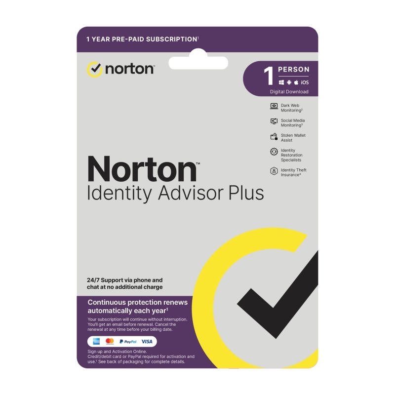 Norton Identity Advisor Plus - 1 User 1 Year Subscription