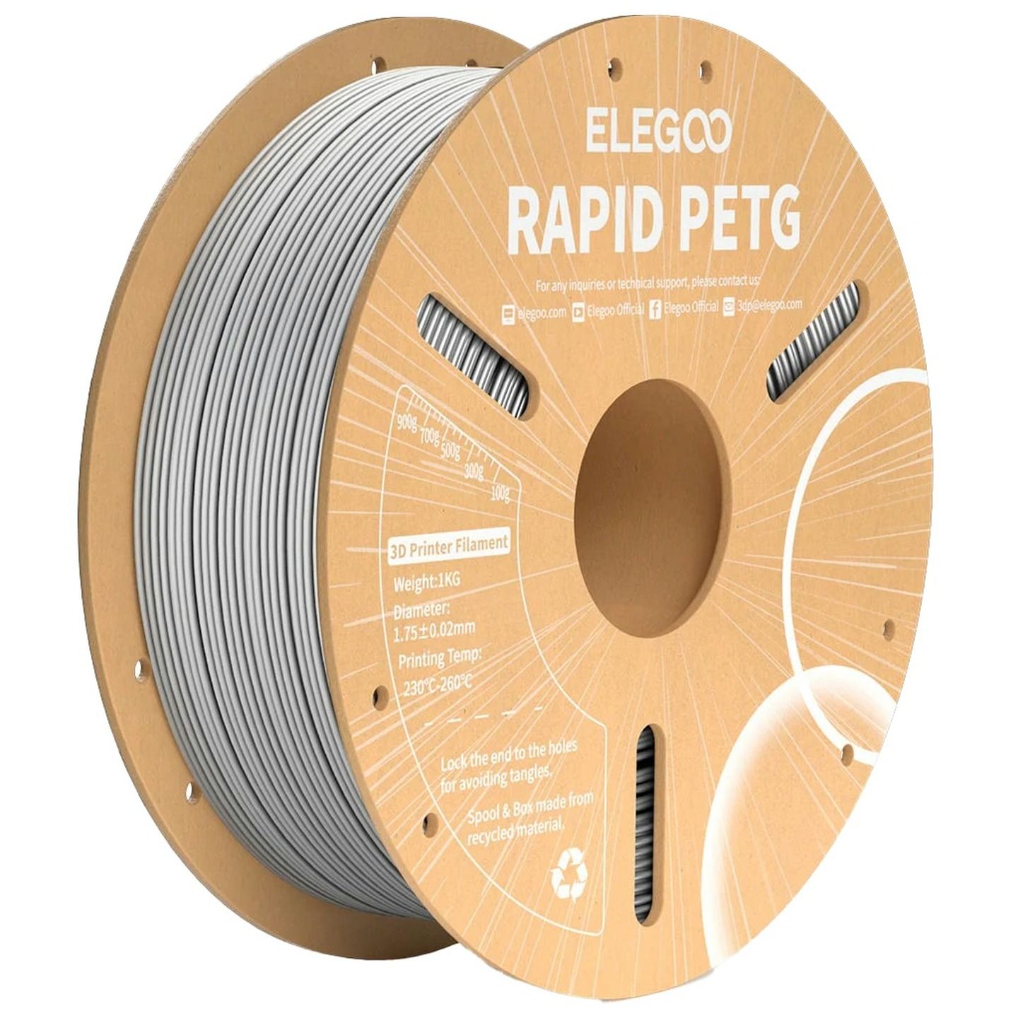 Elegoo Rapid PETG Filament Silver 1.75mm 1kg TL6517
