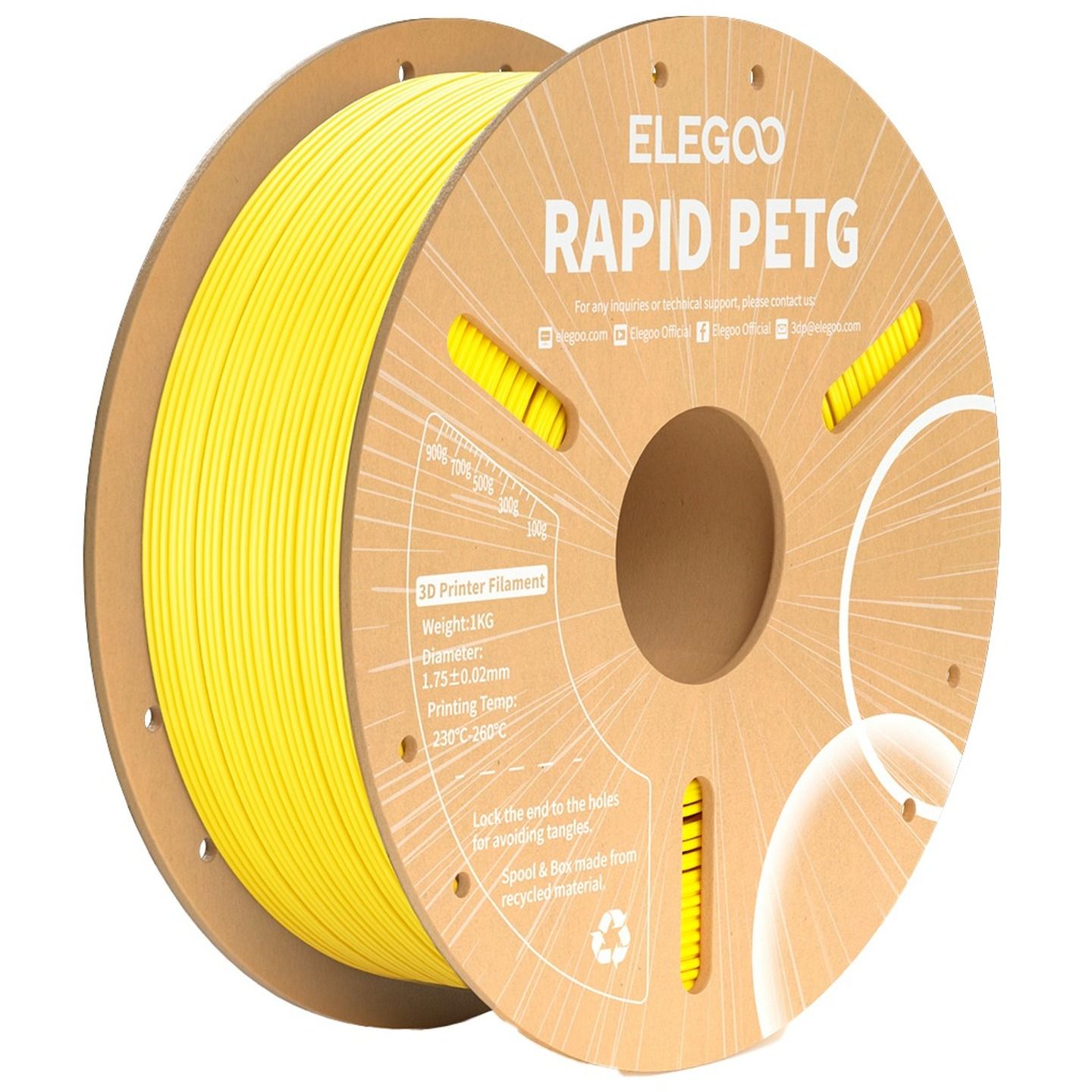 Elegoo Rapid PETG Filament Yellow 1.75mm 1kg TL6514