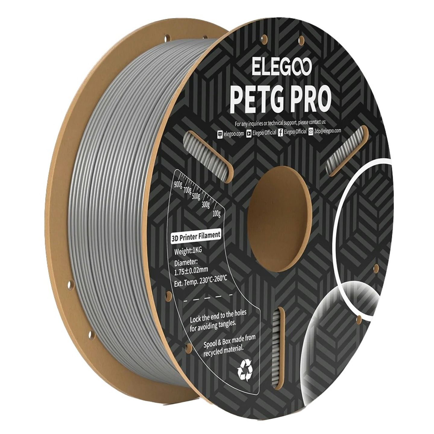 Elegoo PETG Pro Filament Grey 1.75mm 1kg TL6502