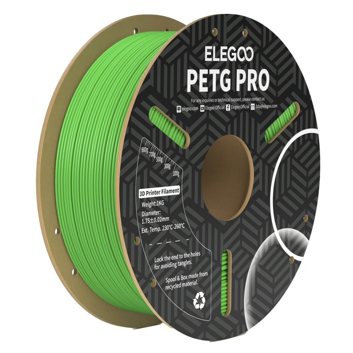 Elegoo PETG Pro Filament Green 1.75mm 1kg TL6500 Elegoo PETG Pro Filament Green 1.75mm 1kg TL6500