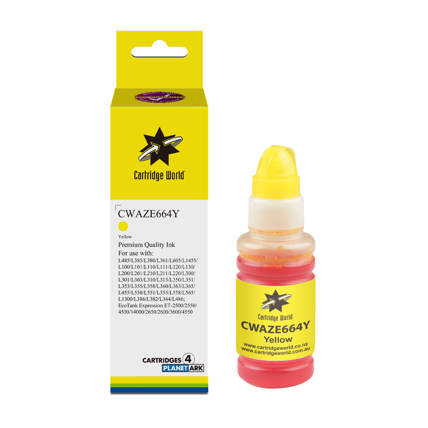 Cartridge World Epson Yellow Inkjet Bottle T664 Yellow Cartridge World Epson Yellow Inkjet Bottle T664 Yellow