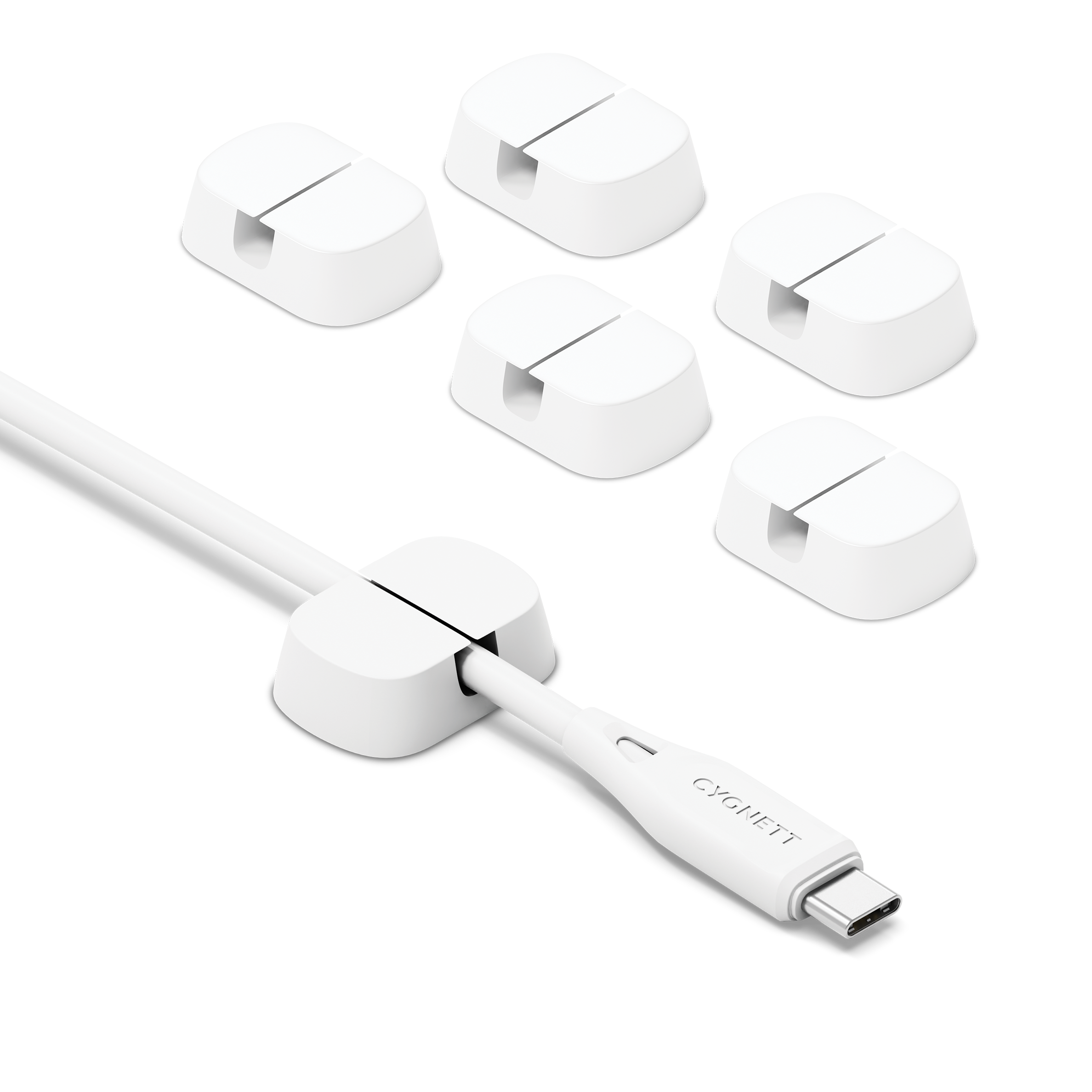 TangleTamer Single Slot Cable Organisers 6 Pack - White