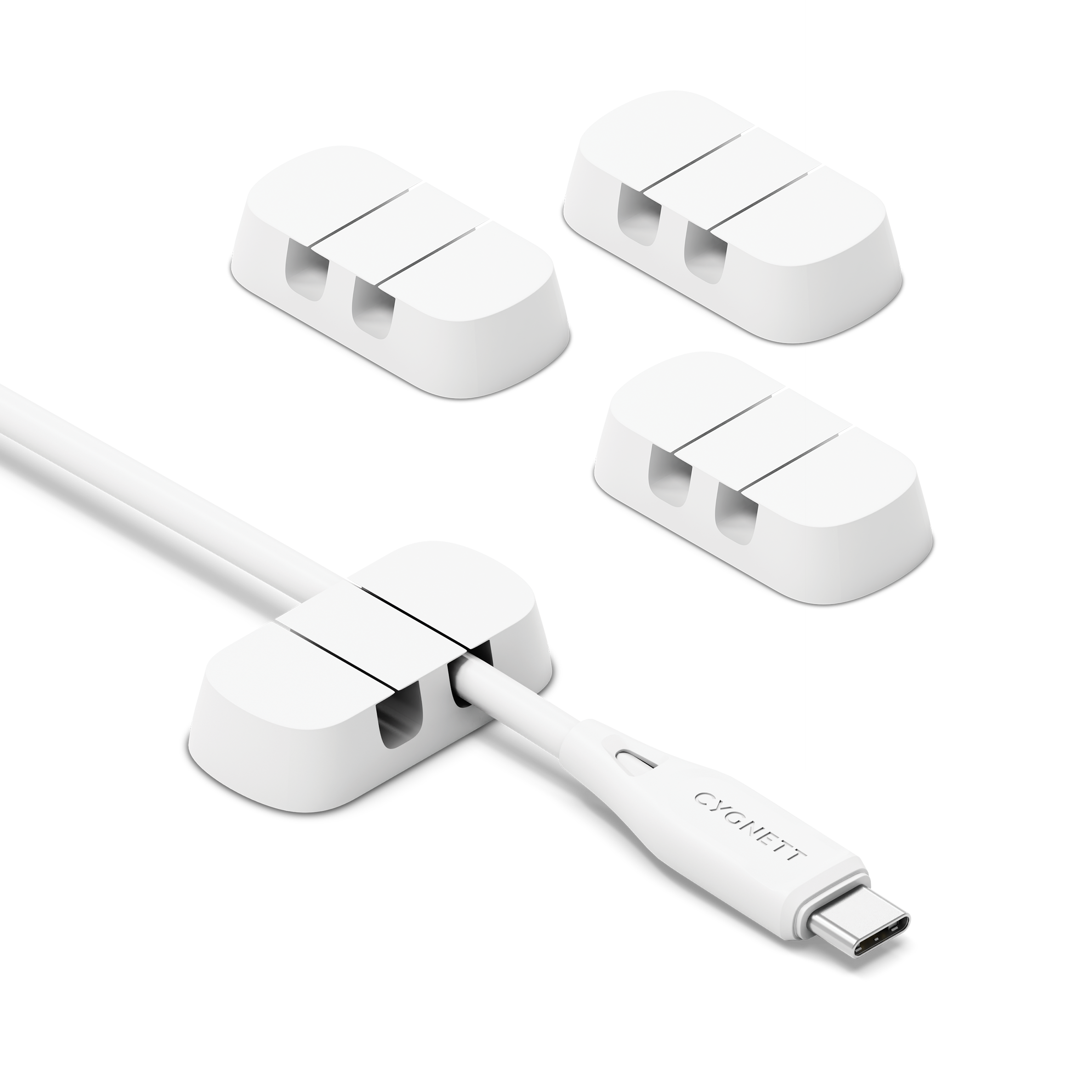 TangleTamer Dual Slot Cable Organisers 4 Pack - White