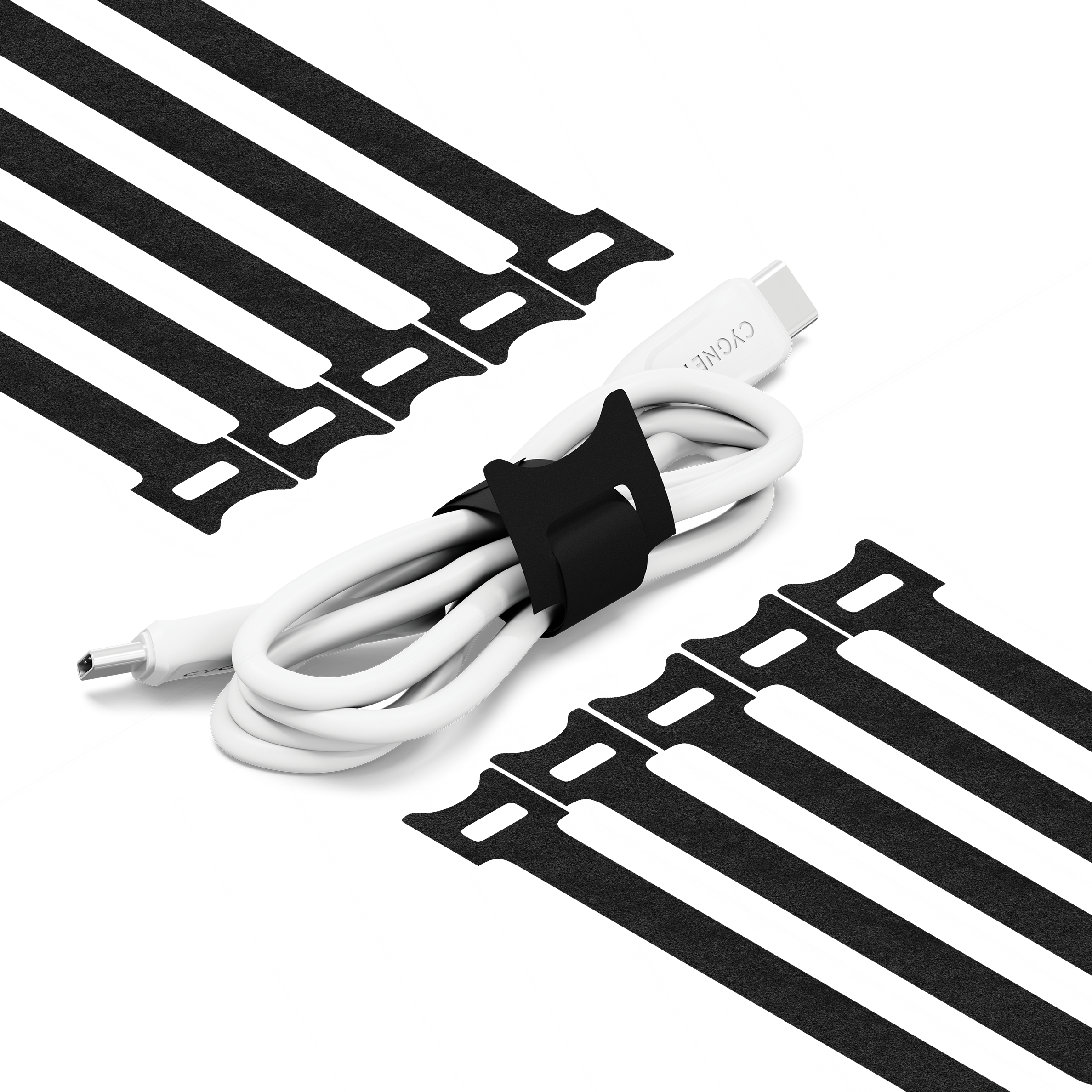 TangleTamer Hook and Loop Fastening Cable Organisers 10 Pack - Black