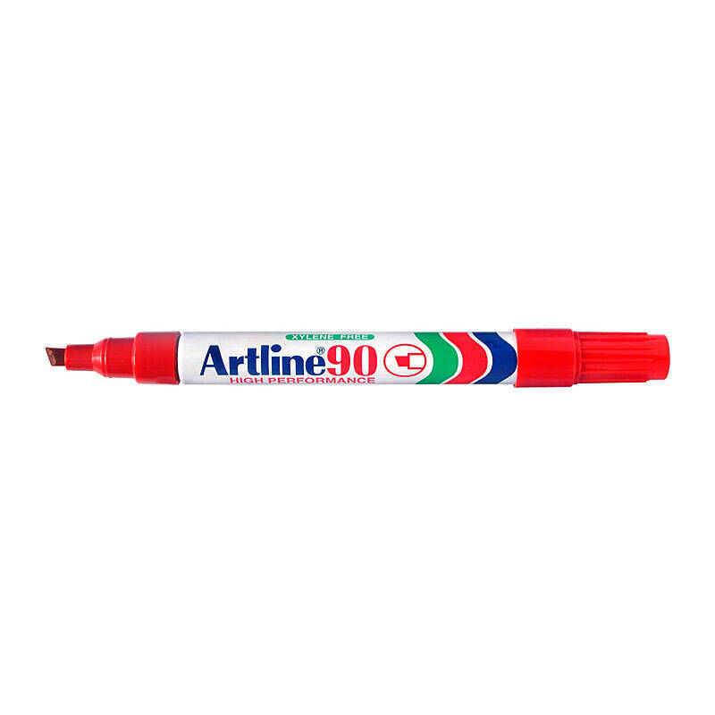 Artline 90 Permanent Marker 5mm Chisel Red Box 12