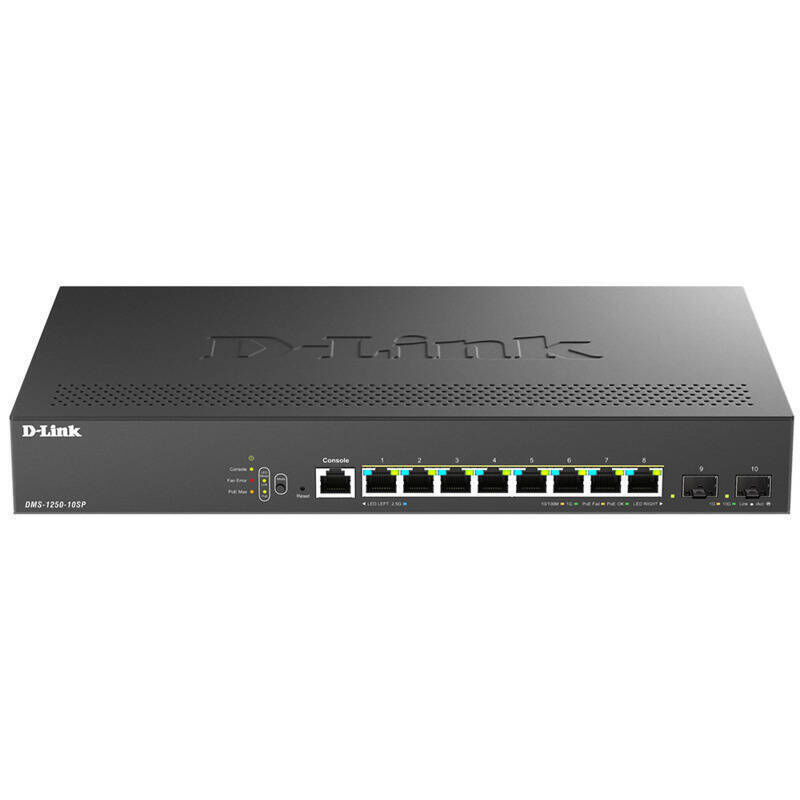 D-LINK 10-Port Multi-Gigabit Smart Managed PoE+ Switch with 8 2.5G PoE+ ports and 2 10G SFP+ ports