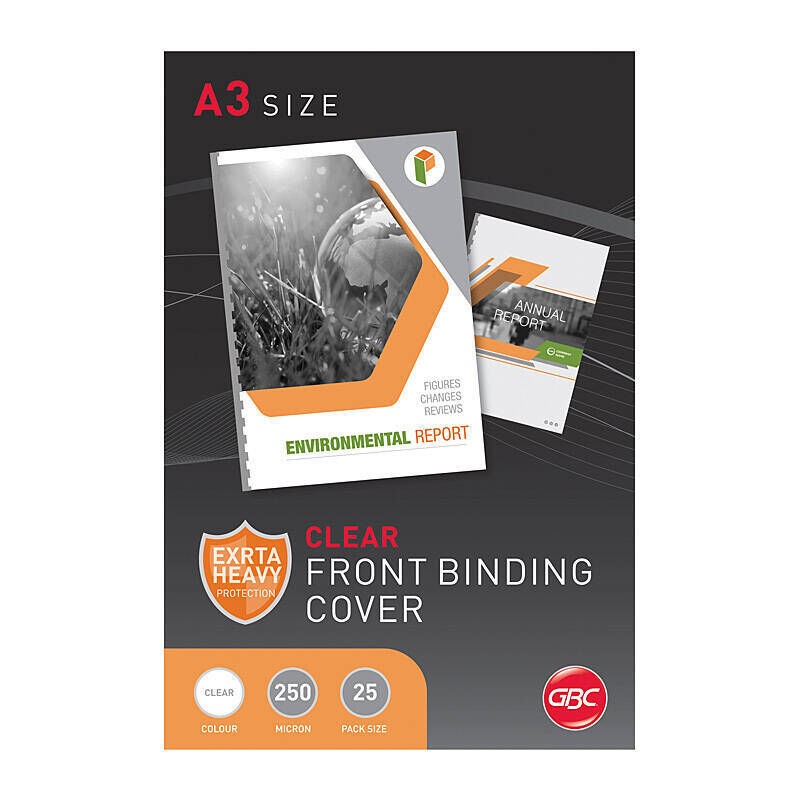 GBC Binding Cover A3 250 Micron Clear Pack 25