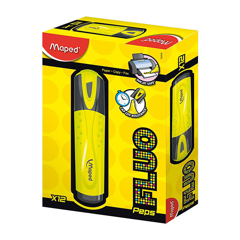 Maped Fluo Peps Highlighter Yellow Box 12