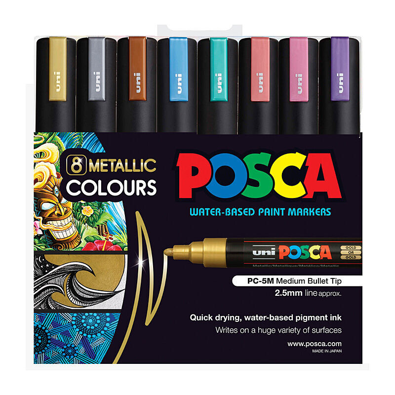 Posca PC-5M Medium Bullet Tip Metalc Pack 8