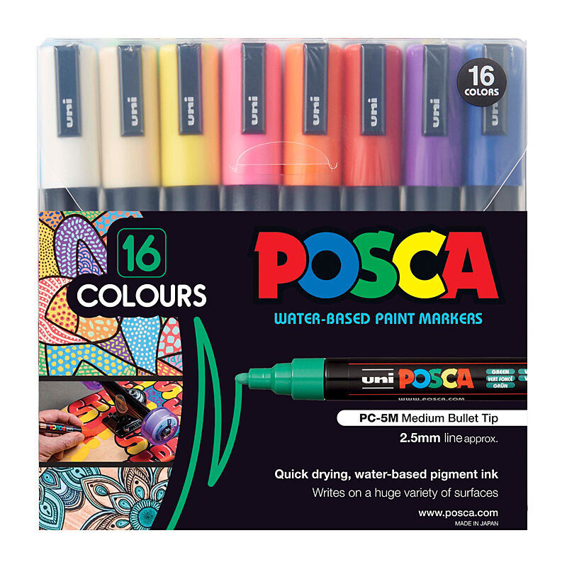Posca PC-5M Medium Bullet  Tip Mk Ast Pack 16
