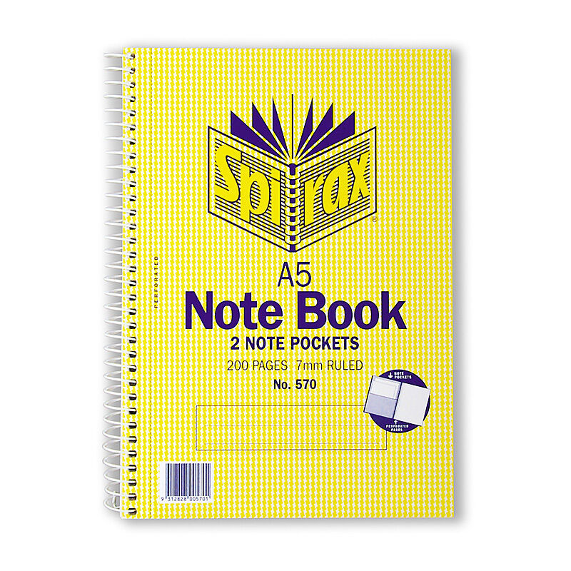 Spirax 570 Notebook A5 200 Pg S/O Pack 5
