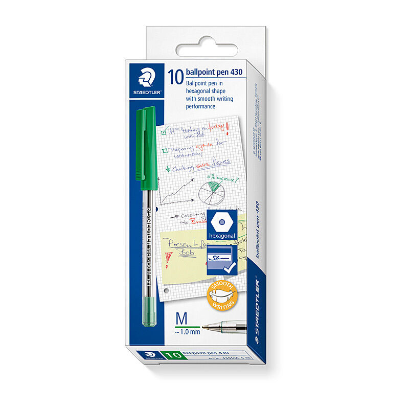 Staedtler Ballpoint430 Medium Green Box 10