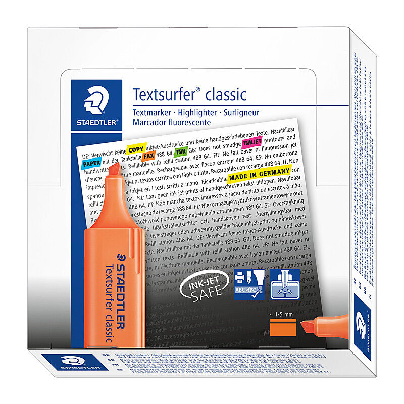 Staedtler Hltr Textsurf Orange Wlt10