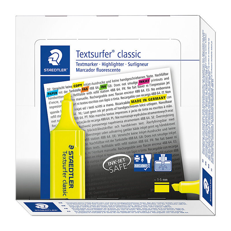 Staedtler Hltr Textsurf Yellow Wlt10